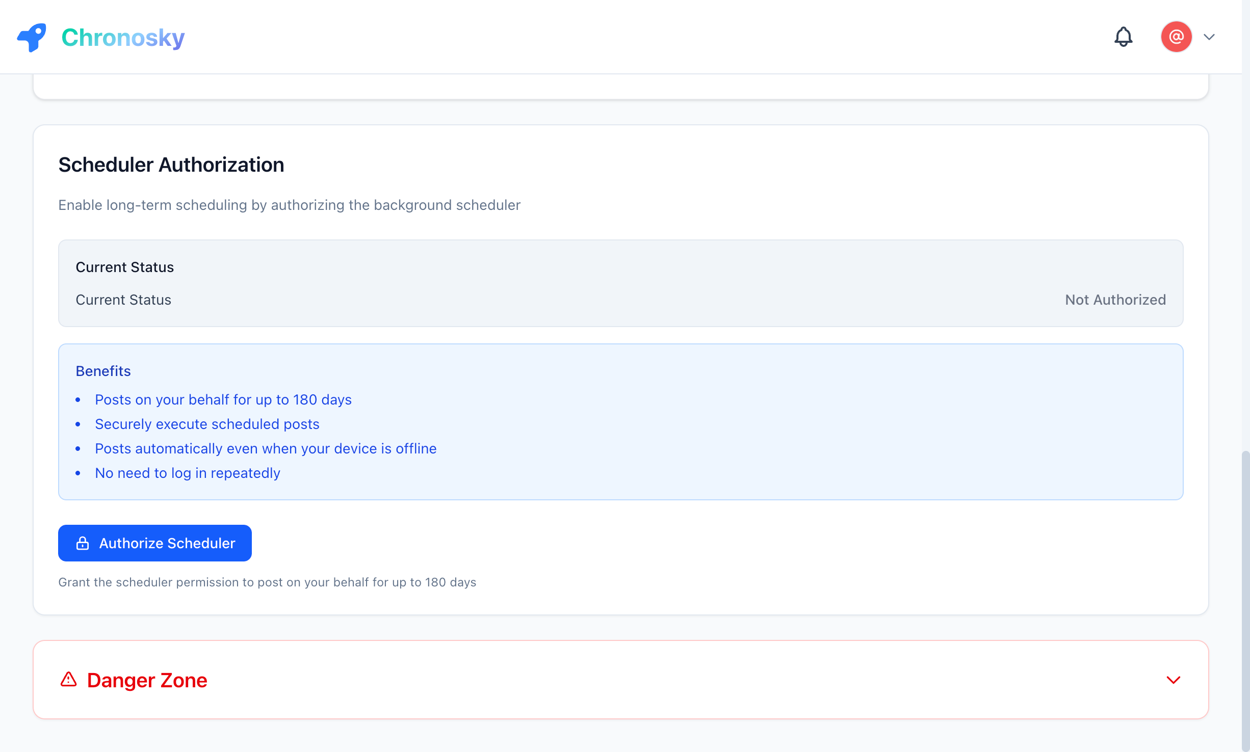 Scheduler Settings Screen